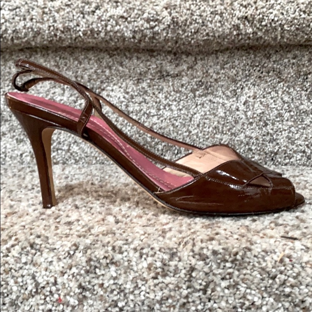 Kate Spade Designer patent leather sling backs.